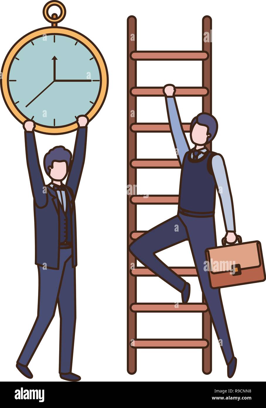 businessmen with stair and clock avatar character Stock Vector Image ...