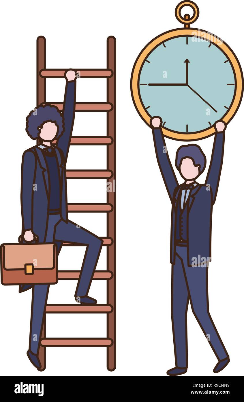 businessmen with stair and clock avatar character Stock Vector Image ...