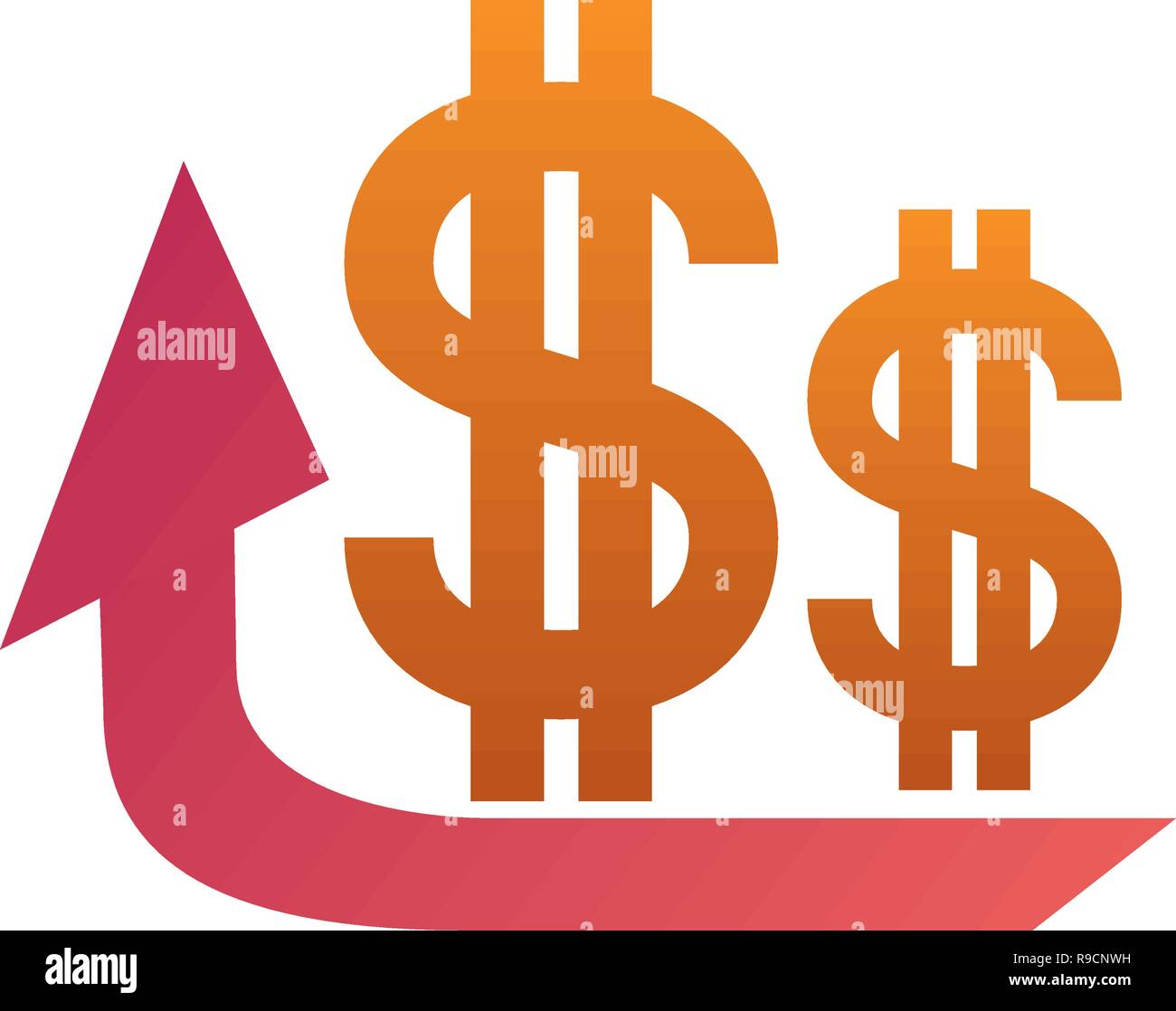 up arrow with dollar symbol isolated icon Stock Vector Image & Art - Alamy