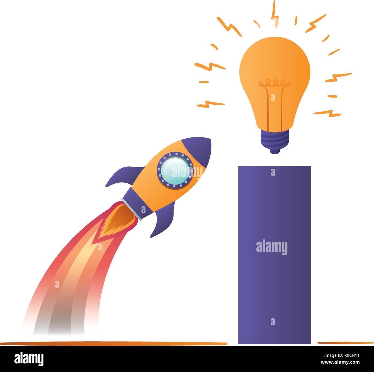 rocket flying with lightbulb isolated icon Stock Vector Image & Art - Alamy