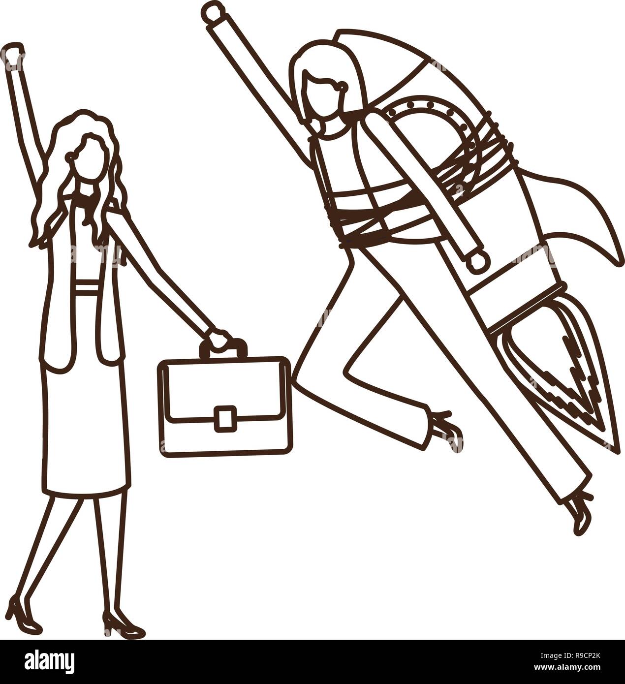 businesswomen with rocket avatar character Stock Vector Image & Art - Alamy