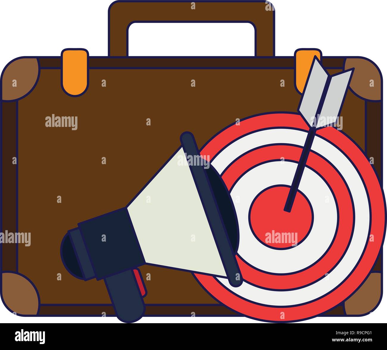 Business briefcase bullhorn and target with arrow Stock Vector Image & Art Alamy