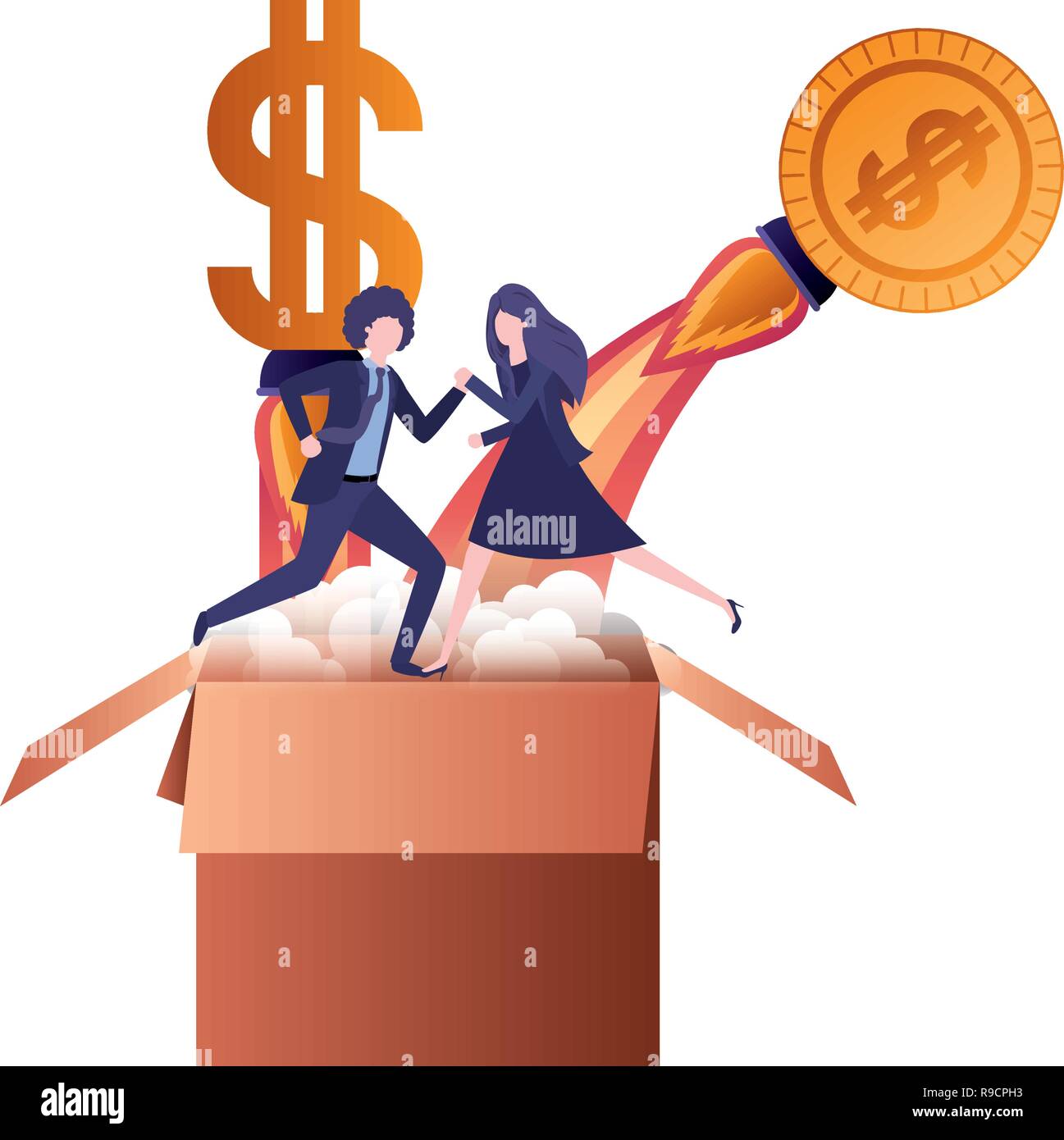 business couple with dollar symbol avatar character Stock Vector Image ...