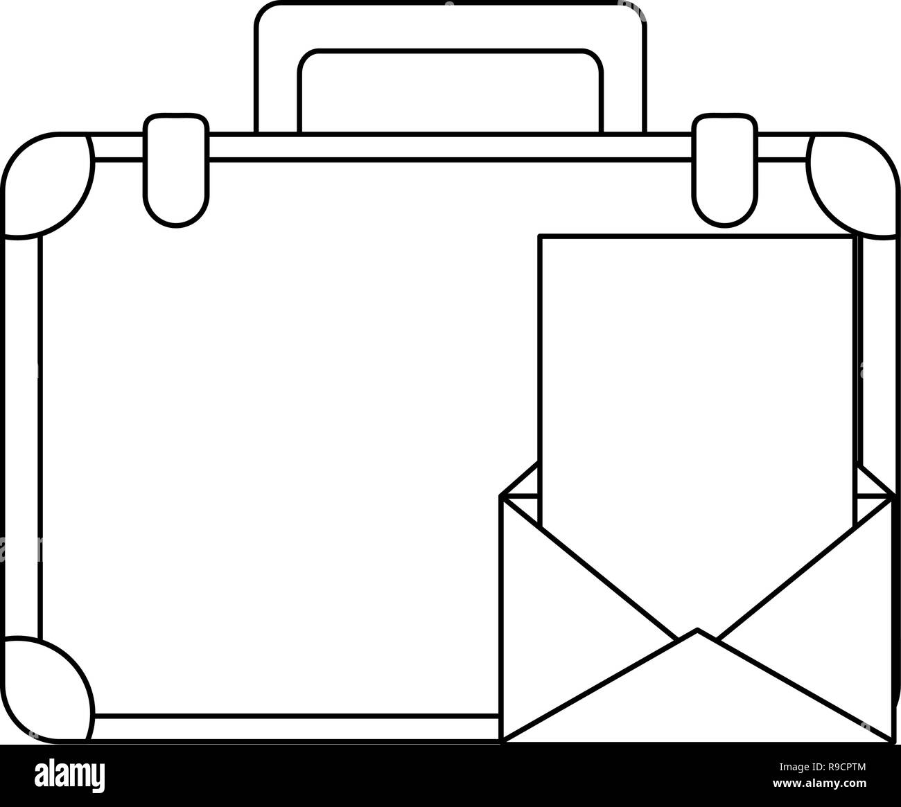 business briefcase and email in black and white Stock Vector Image