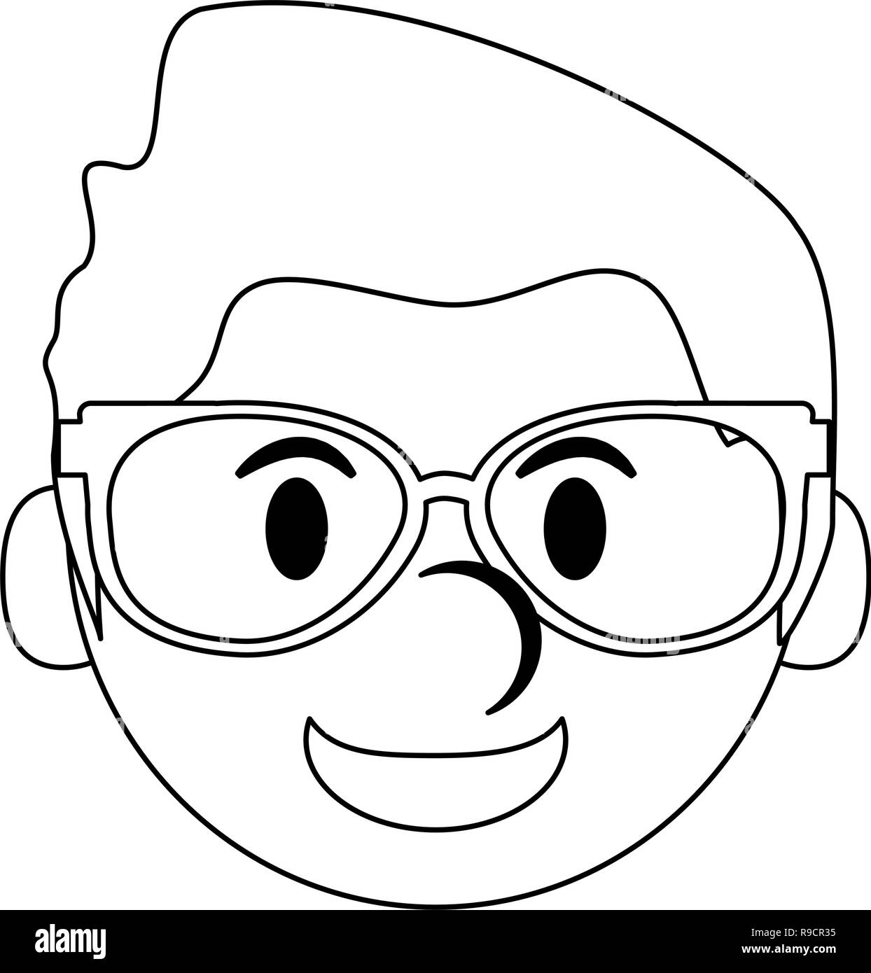 Man face smiling cartoon in black and white Stock Vector Image & Art