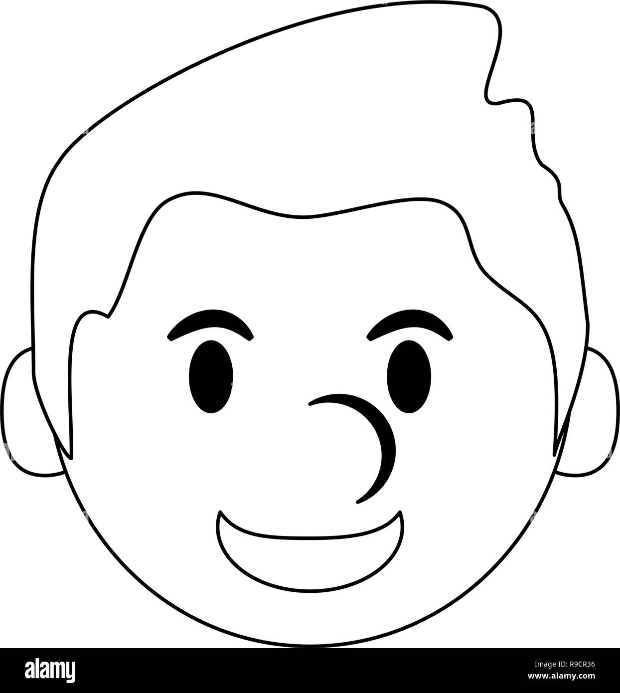 Man face smiling cartoon in black and white Stock Vector Image & Art ...