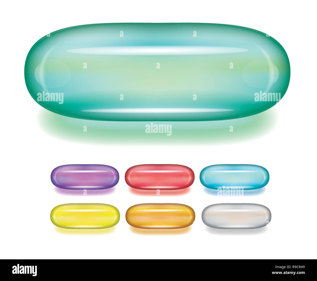 Gel Capsule pill, vitamin, health, jelly bean, prescription Stock Vector