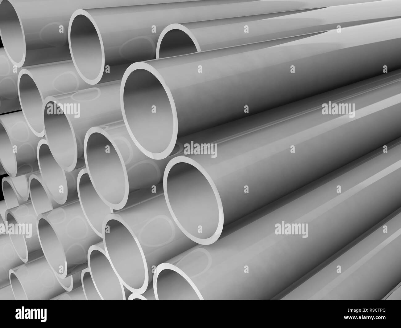 Plastic pipes of grey color. 3d render Stock Photo Alamy