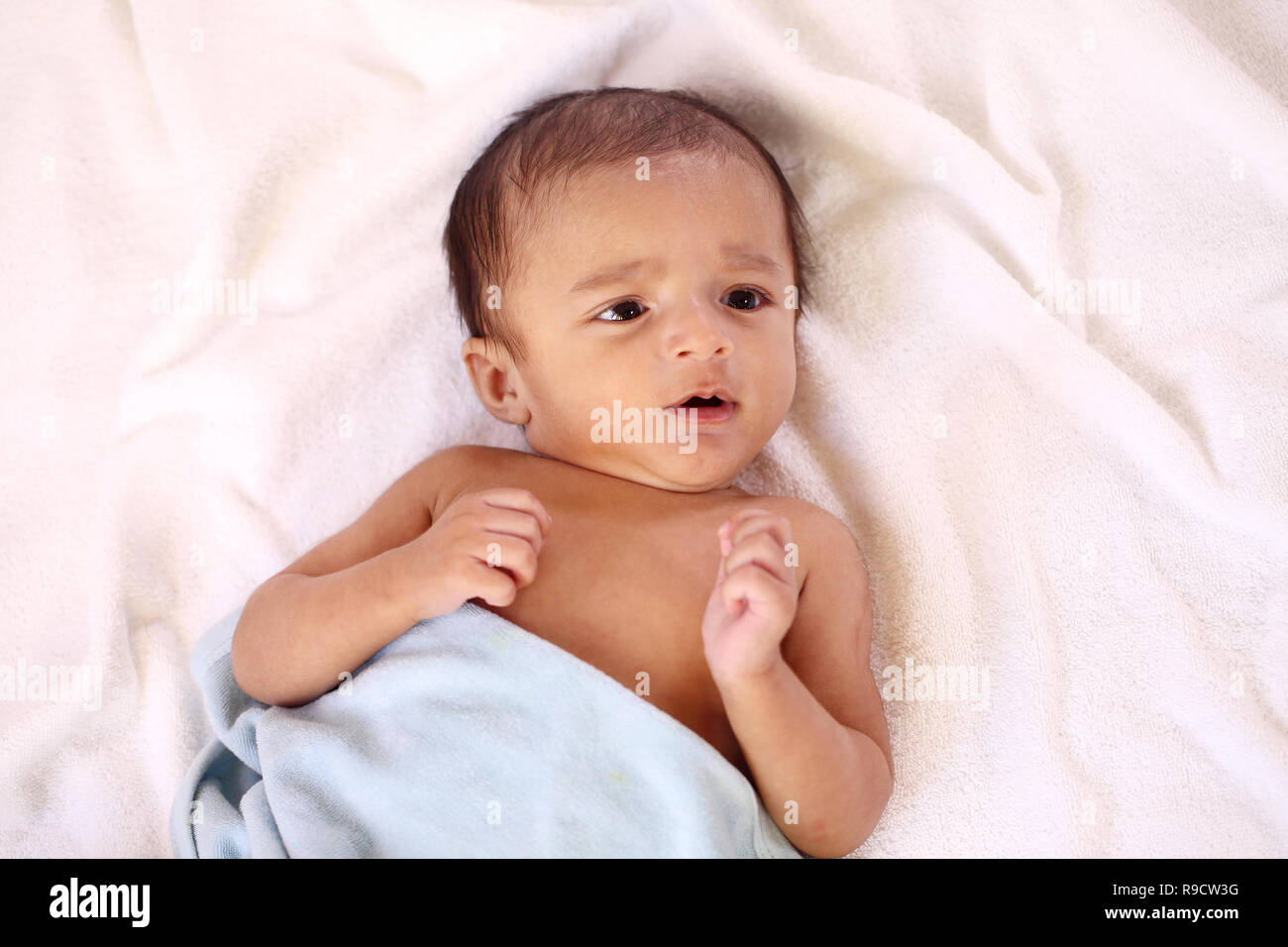 Cheerful Indian Newborn Baby Close Up Stock Photo Alamy