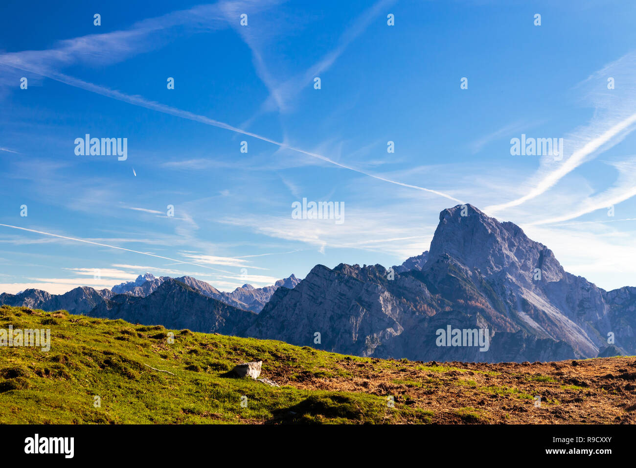 Sunny day in the carnic alps during a colorful autumn Stock Photo - Alamy