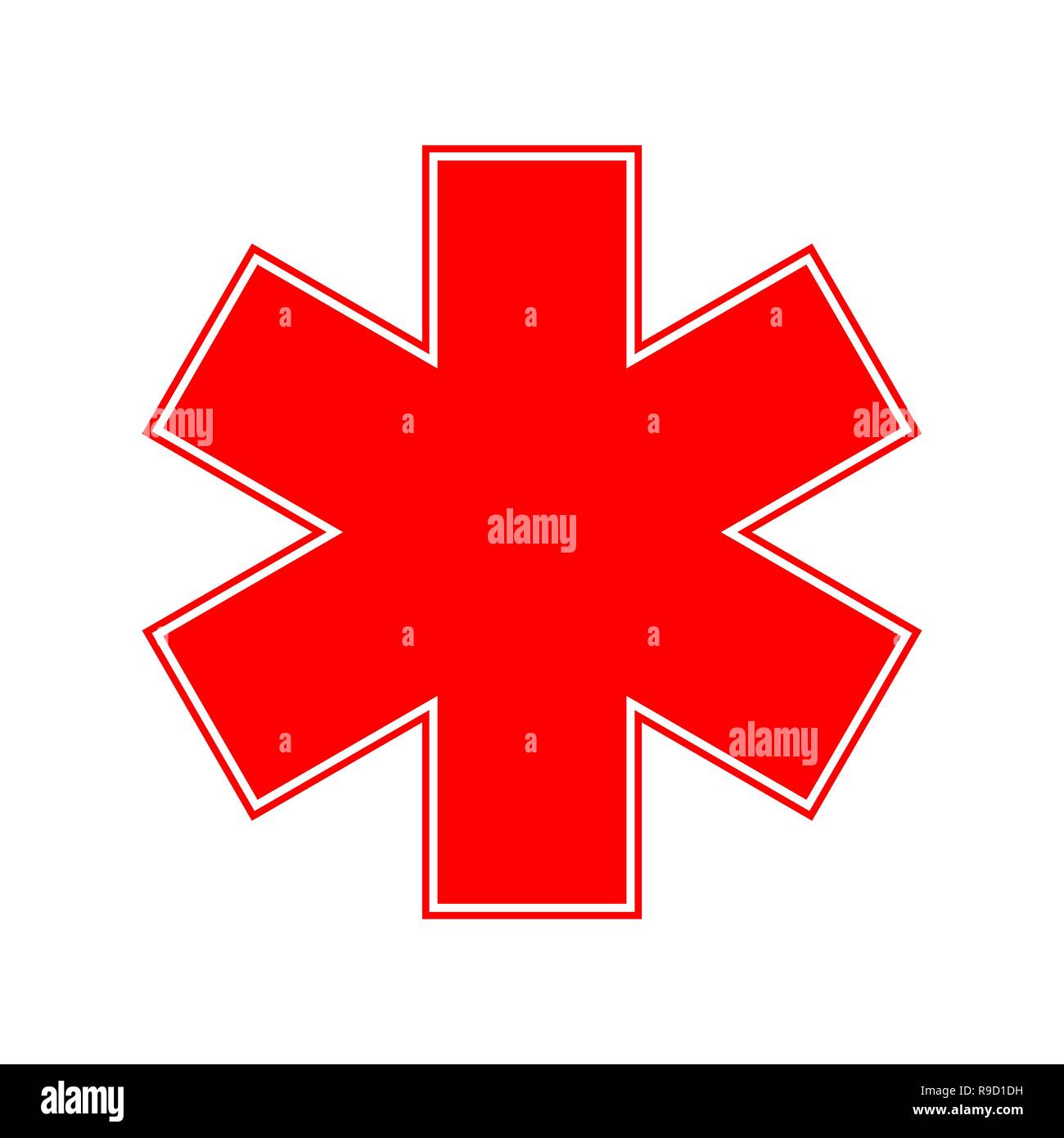 Medical symbol of the emergency in flat style. Vector illustration. Red Medical symbol isolated Stock Vector