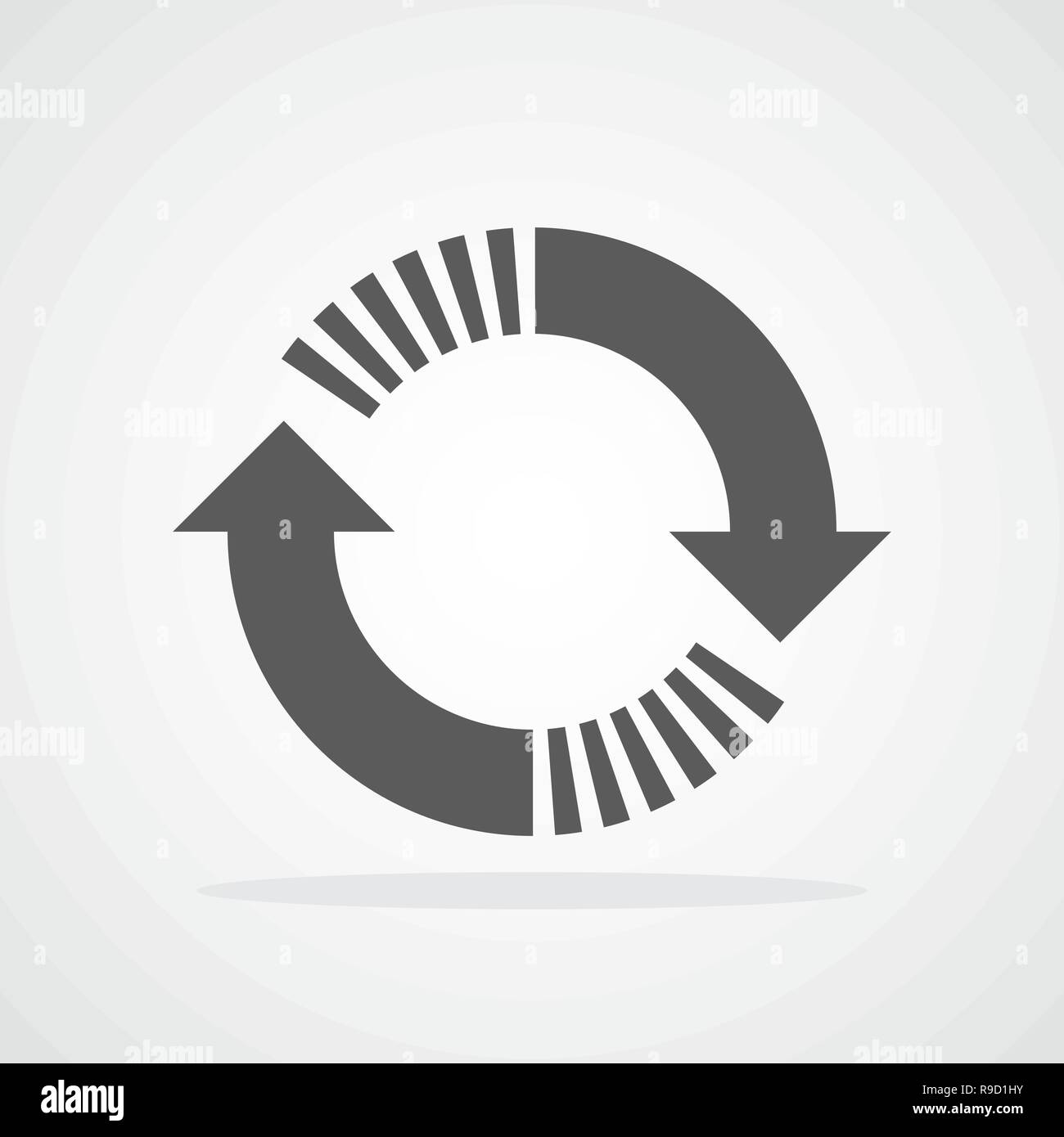 Recycling flat arrow. Vector illustration. Refresh or reload circle arrow isolated. Stock Vector