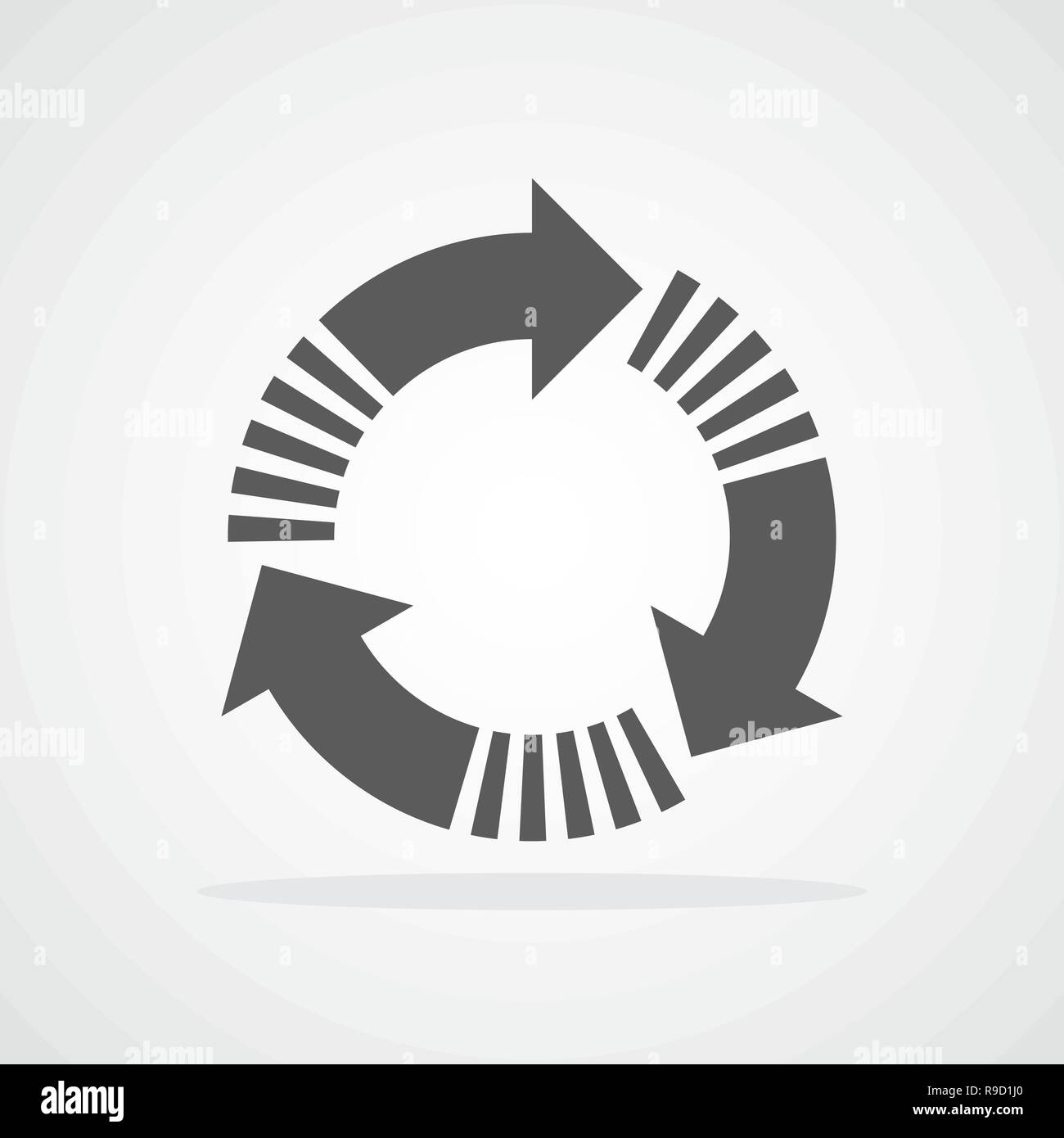 Recycling flat arrow. Vector illustration. Refresh or reload circle arrow isolated. Stock Vector