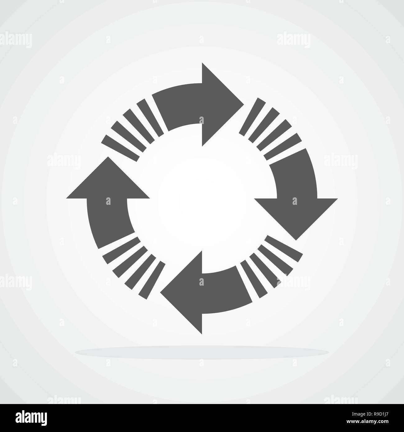 Recycling flat arrow. Vector illustration. Refresh or reload circle arrow isolated. Stock Vector