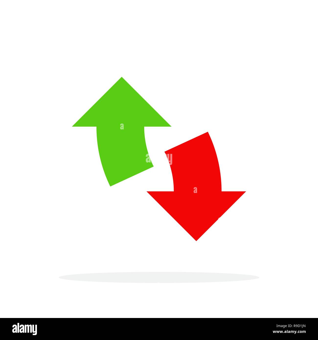 Set of colored arrows. Vector illustration. Up green arrow and down red arrow Stock Vector