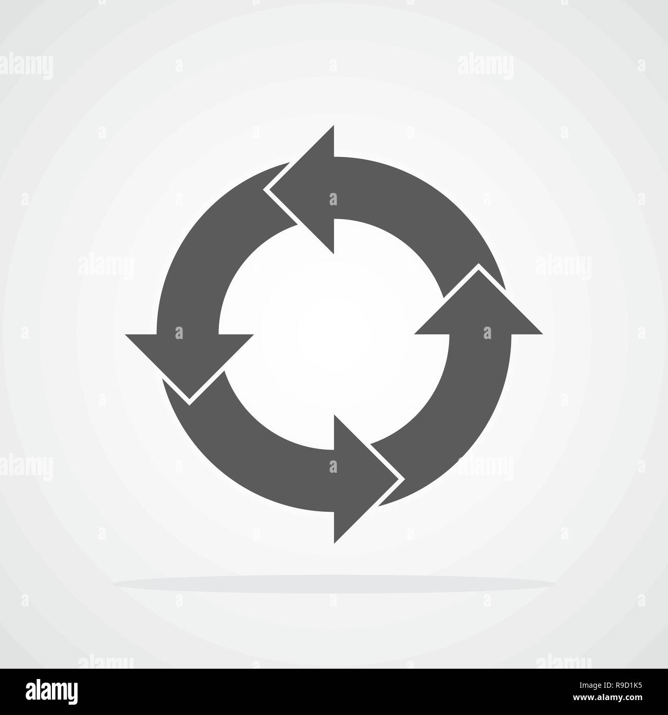 Recycling flat arrow. Vector illustration. Refresh or reload circle arrow isolated. Stock Vector