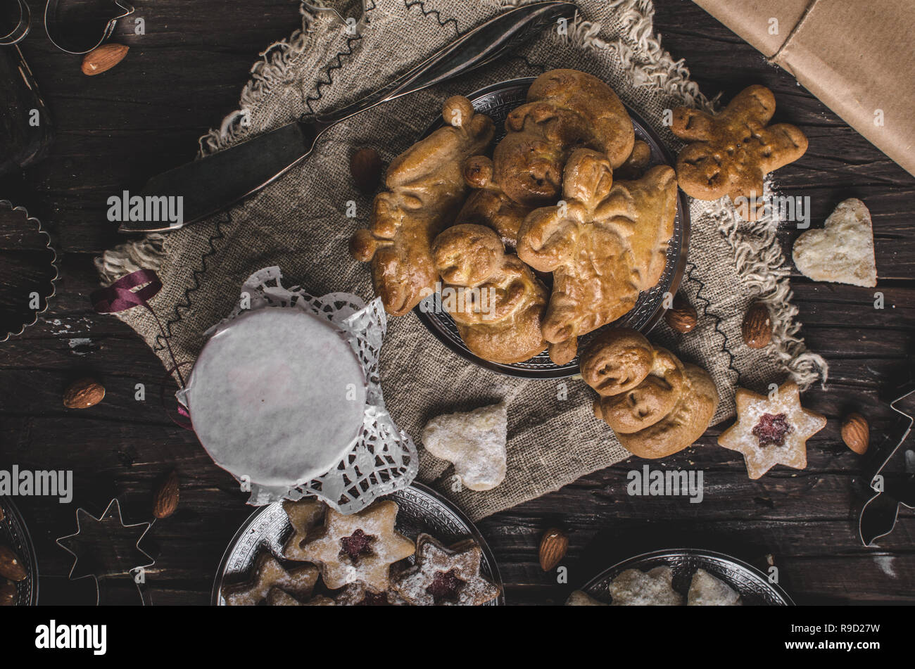 Christmas time, homemade christmas cookies vintage style, delicious cookies Stock Photo