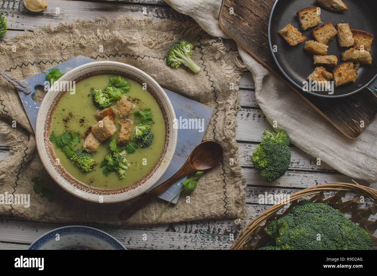 Delicious soup main dish, food photography, homemade food Stock Photo