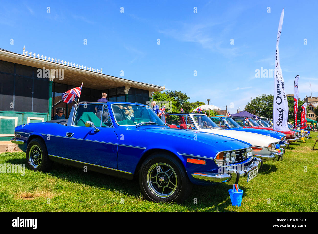 Bucket and spade classic car show on Ramsgate seafront. Row of seven