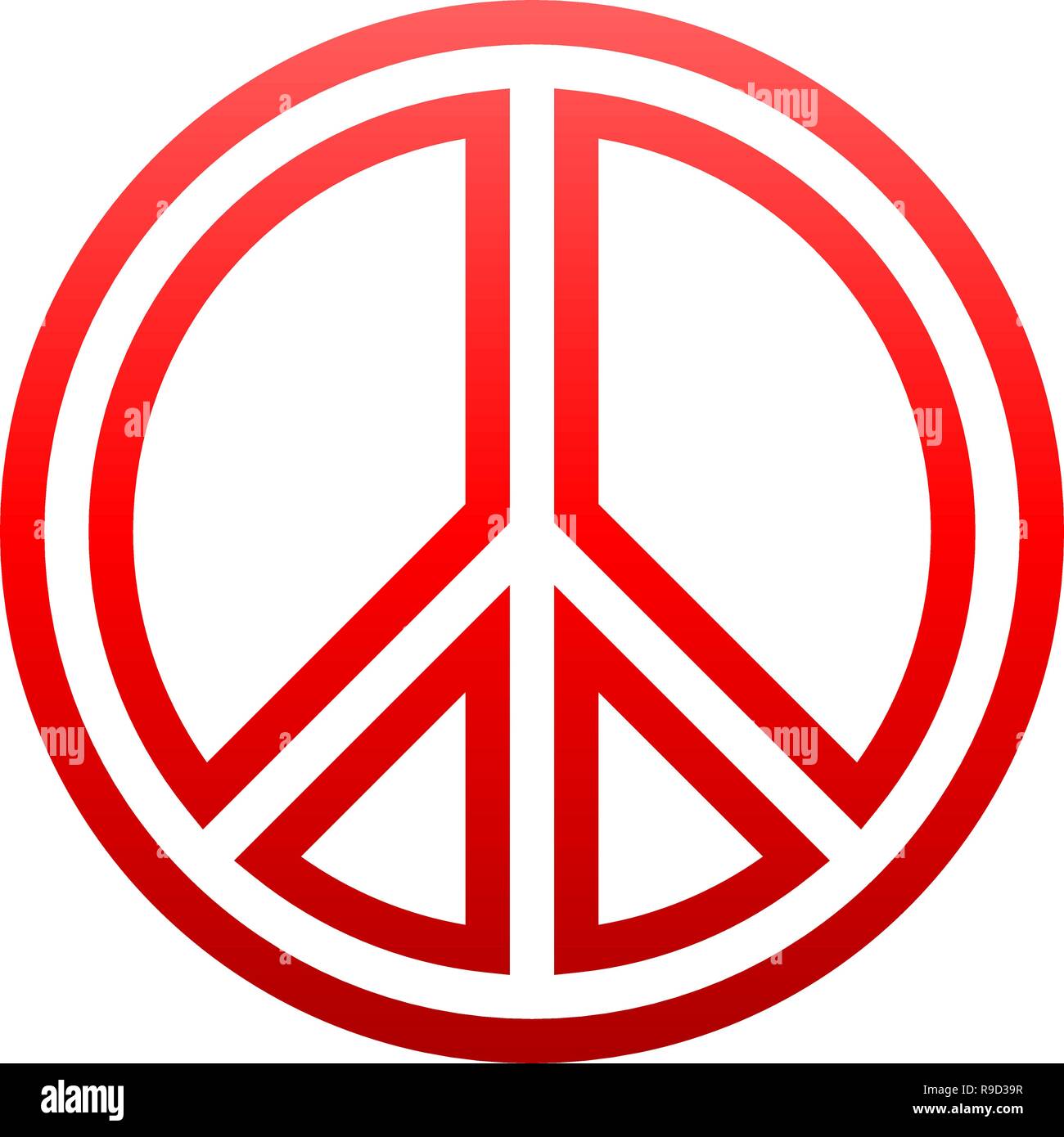 Peace symbol icon - red simple outlined gradient, isolated - vector ...