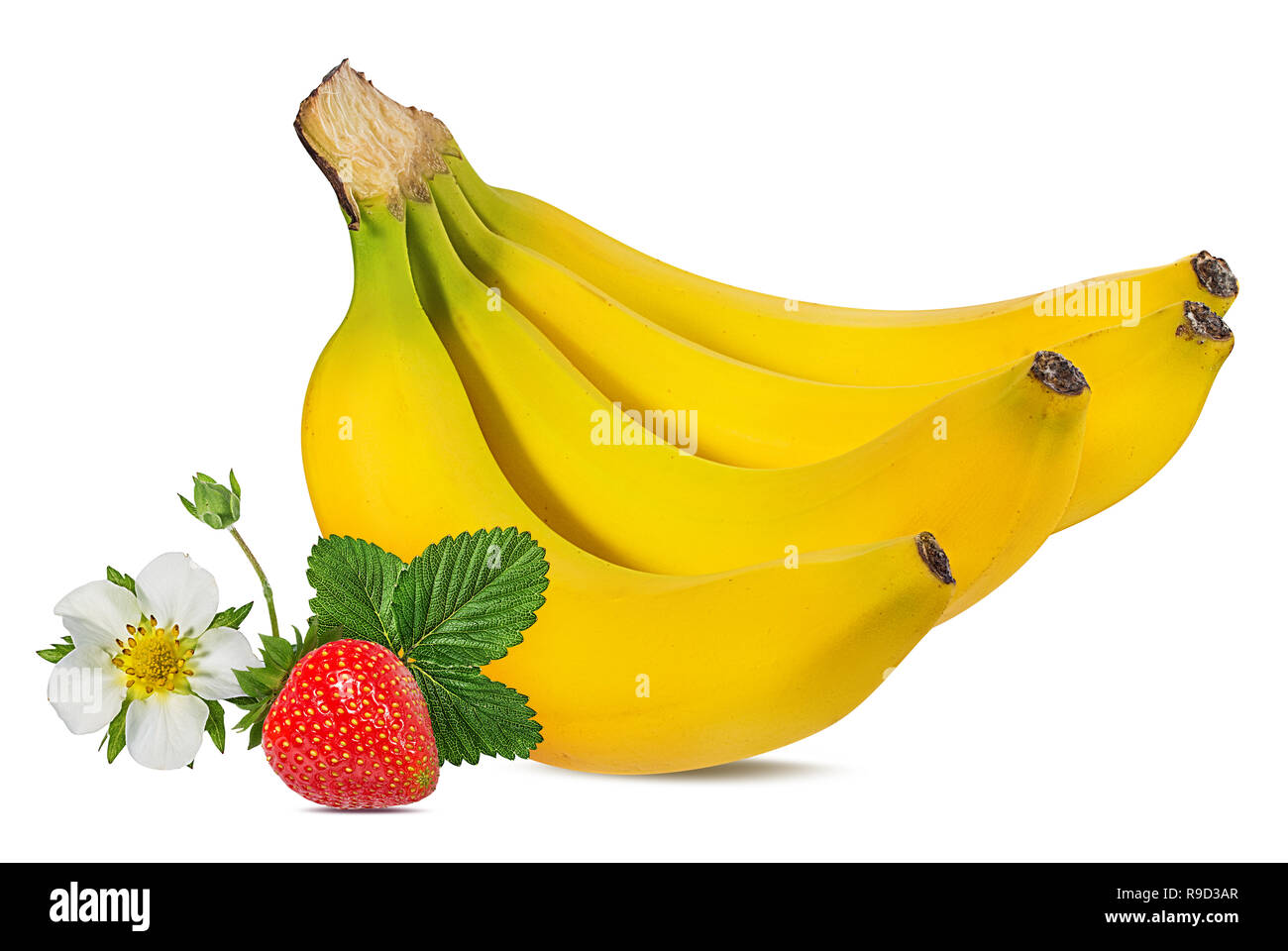 Bananas and strawberries isolated on white Stock Photo Alamy