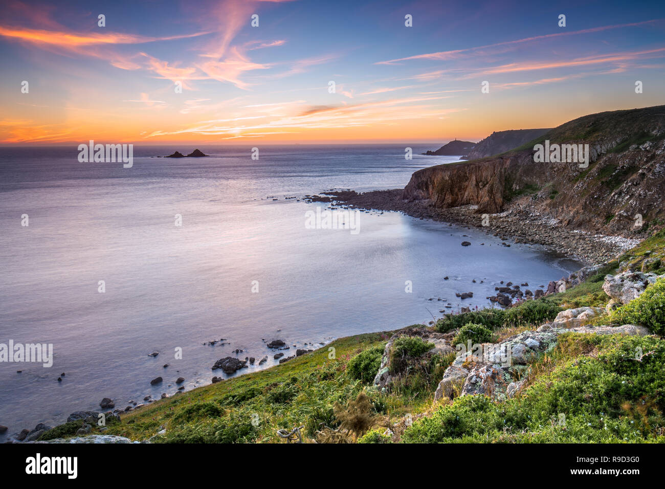 Boscregan; Looking Towards Cape Cornwall; Sunset; Cornwall; UK Stock Photo