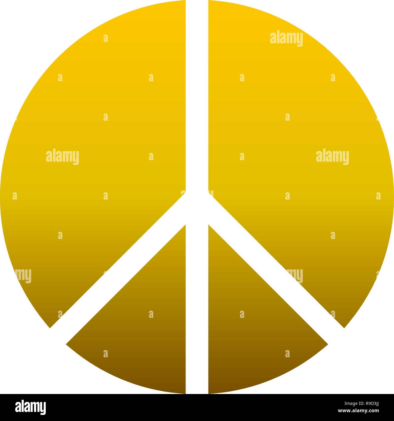 Peace symbol icon - golden simple gradient, segmented shapes, isolated ...
