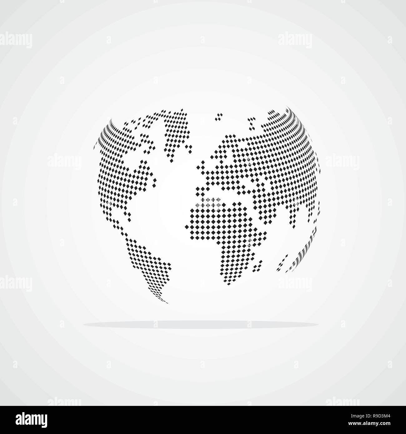 Dotted World Map in flat style. Vector illustration. Abstract Earth Globe, isolated. Stock Vector
