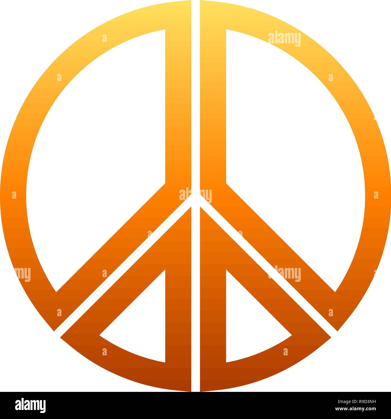 Peace symbol icon - orange simple gradient, segmented outlined shapes ...