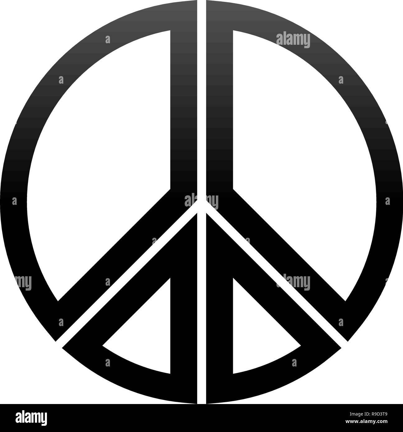 Peace symbol icon - black simple gradient, segmented outlined shapes ...