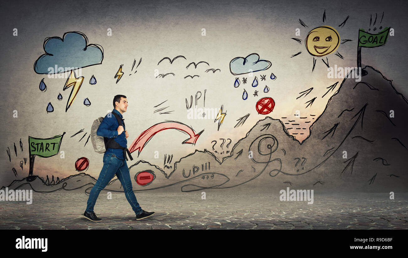 Man up down arrow hi-res stock photography and images - Alamy