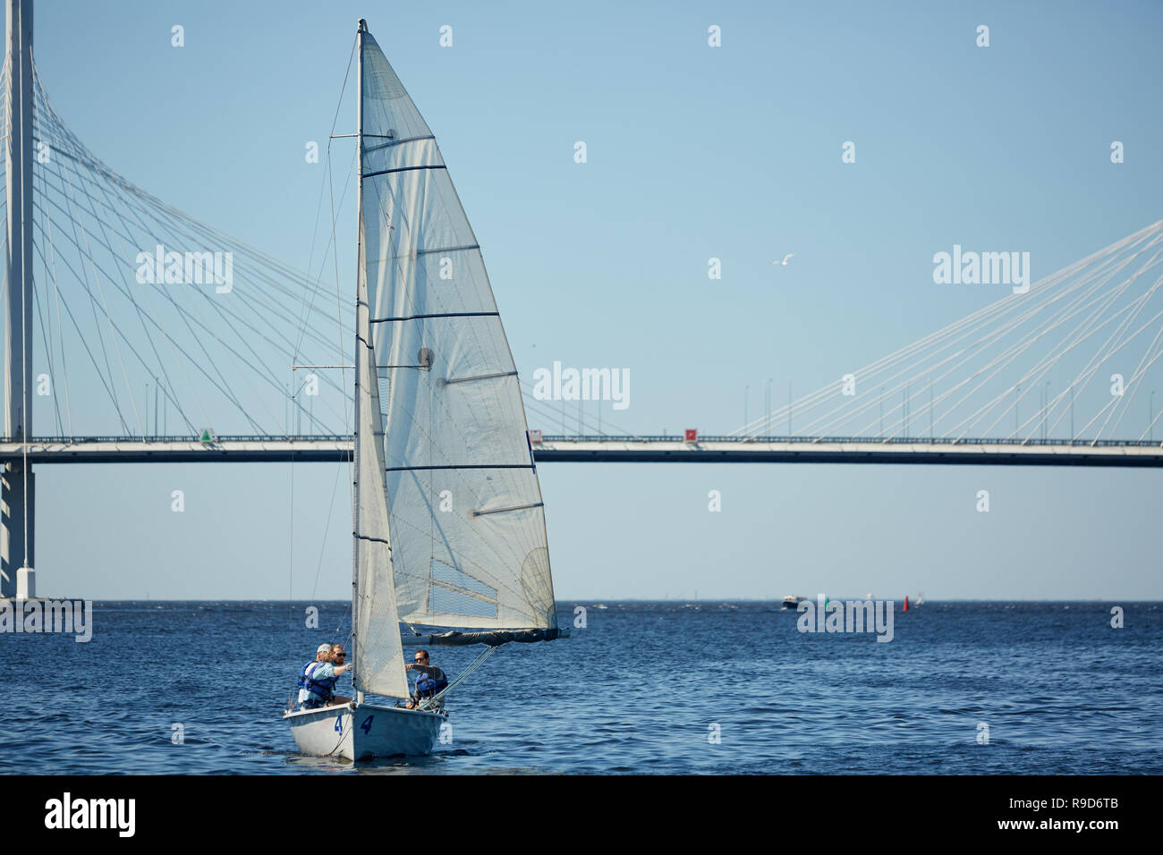 Travelers enjoying sailing on river Stock Photo