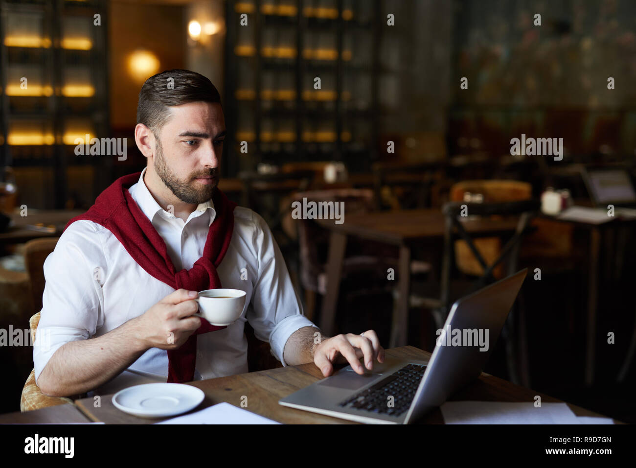 Having tea and networking Stock Photo