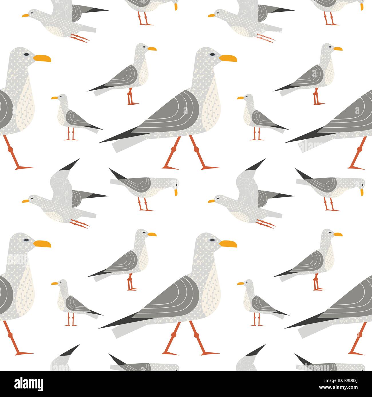Hand drawn maritime stickers seamless pattern. Stock Vector