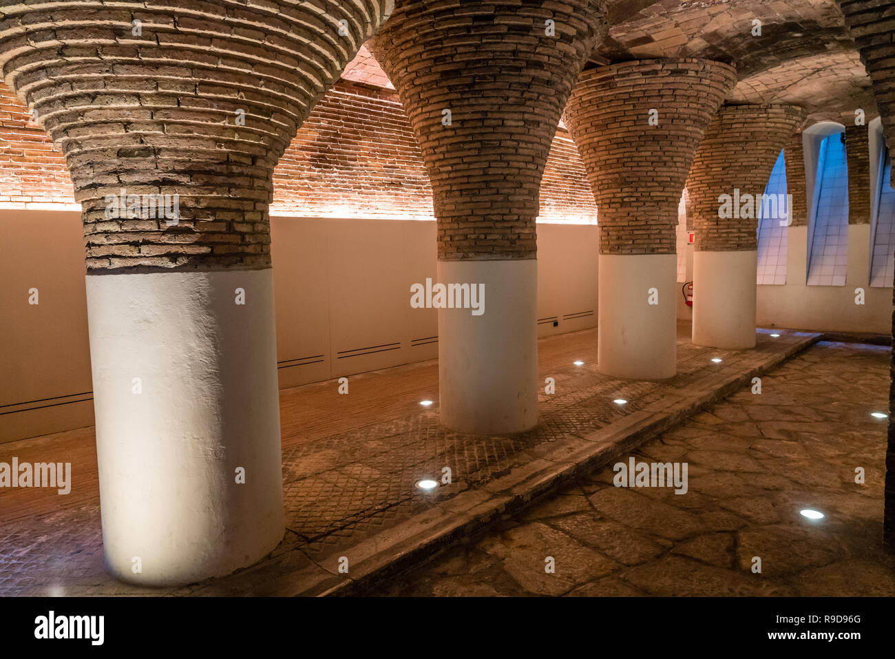 Barcelona, Spain, April 21, 2017: The basement of Palau Guell designed by Antoni Gaudí Stock Photo