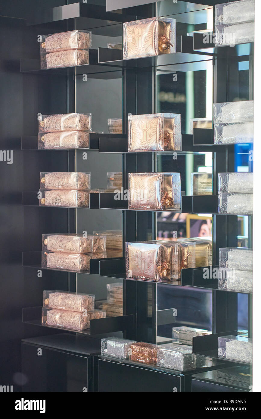 MILAN, ITALY CIRCA NOVEMBER, 2017 interior of a MAC store in Milan