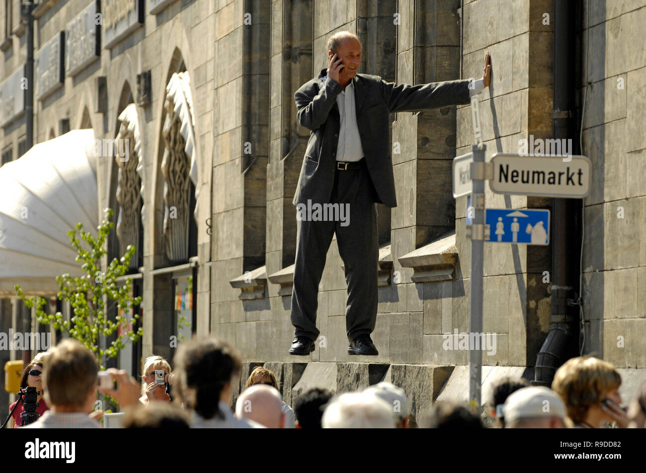 27.04.2007, Chemnitz, Saxony, Germany - Action artist Johan Lorbeer seems to float during a performance at the city hall of Chemnitz. 0UX070427D464CAR Stock Photo
