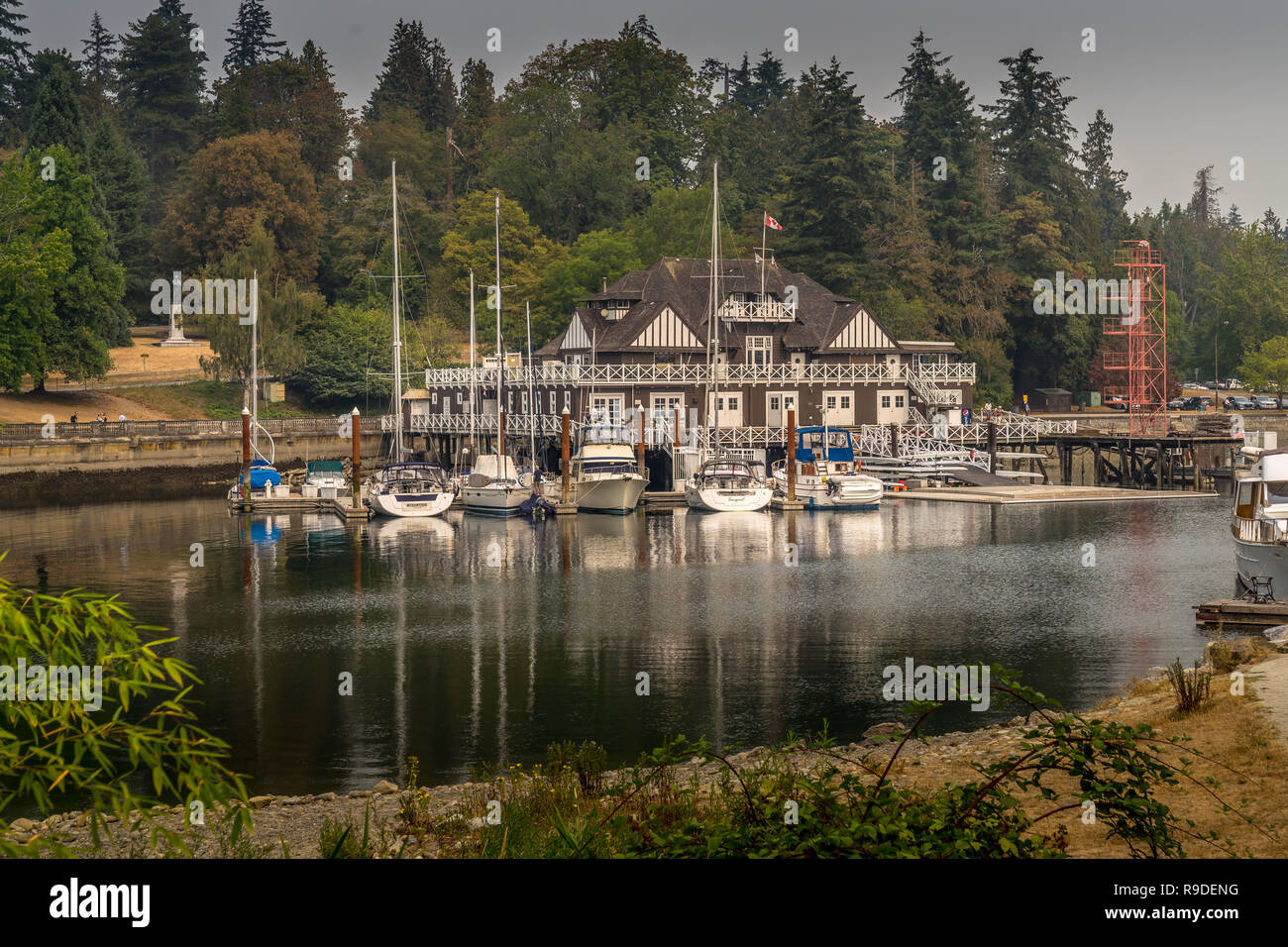 Vancouver, Canada - Aug 22, 2018. A Yacht club at Stanley Park, Vancouver Stock Photo