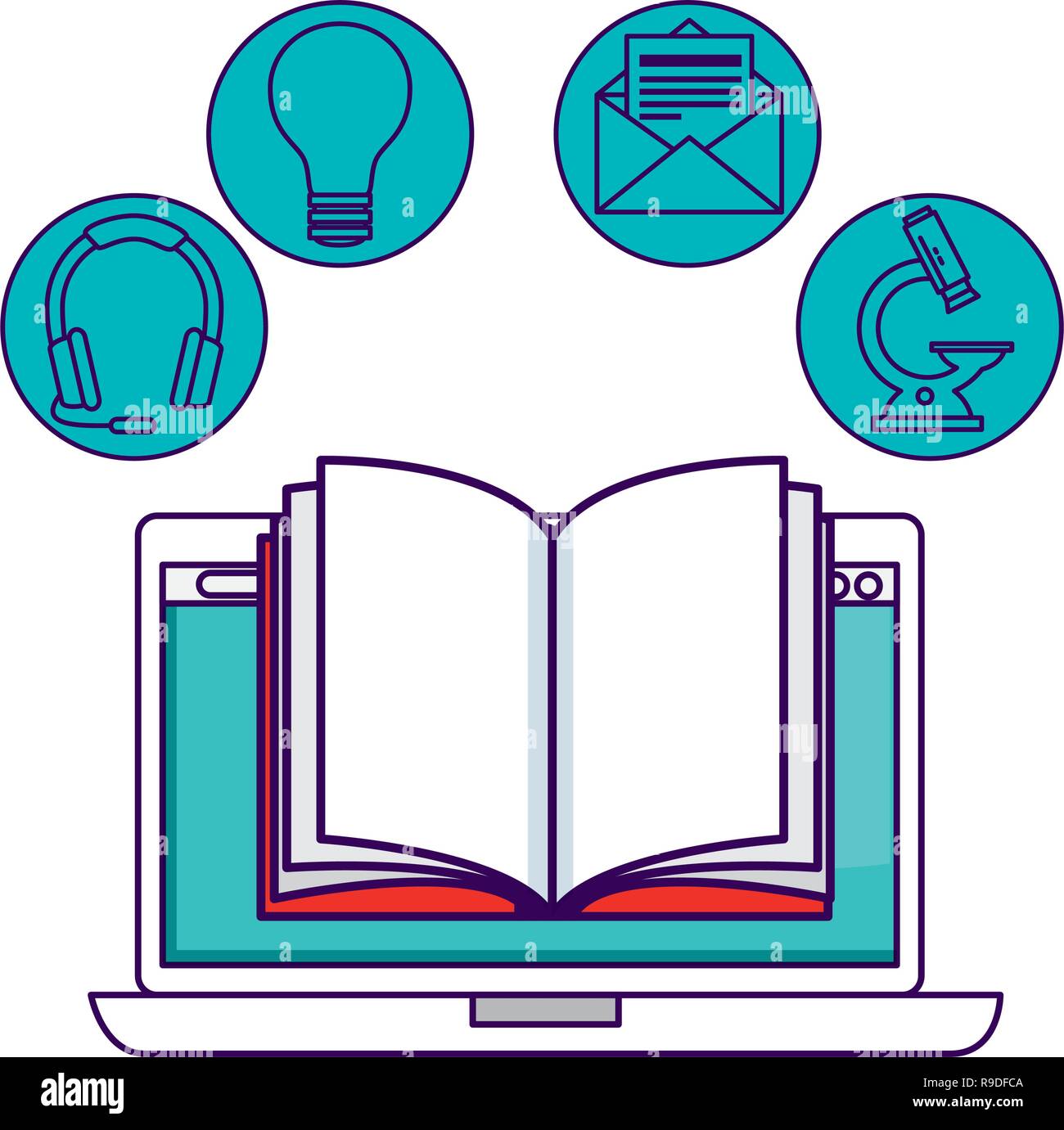 laptop with elearning icons Stock Vector Image & Art - Alamy