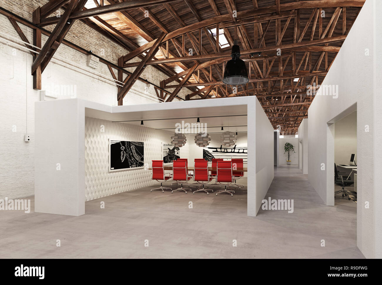 Modern Conference Meeting Room Design 3d Rendering Concept