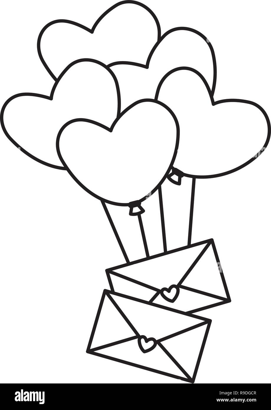 heart shaped party balloons with envelopes Stock Vector Image & Art - Alamy