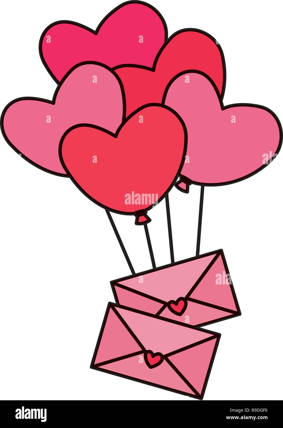 Heart shaped party balloons with envelopes Stock Vector Image & Art Alamy