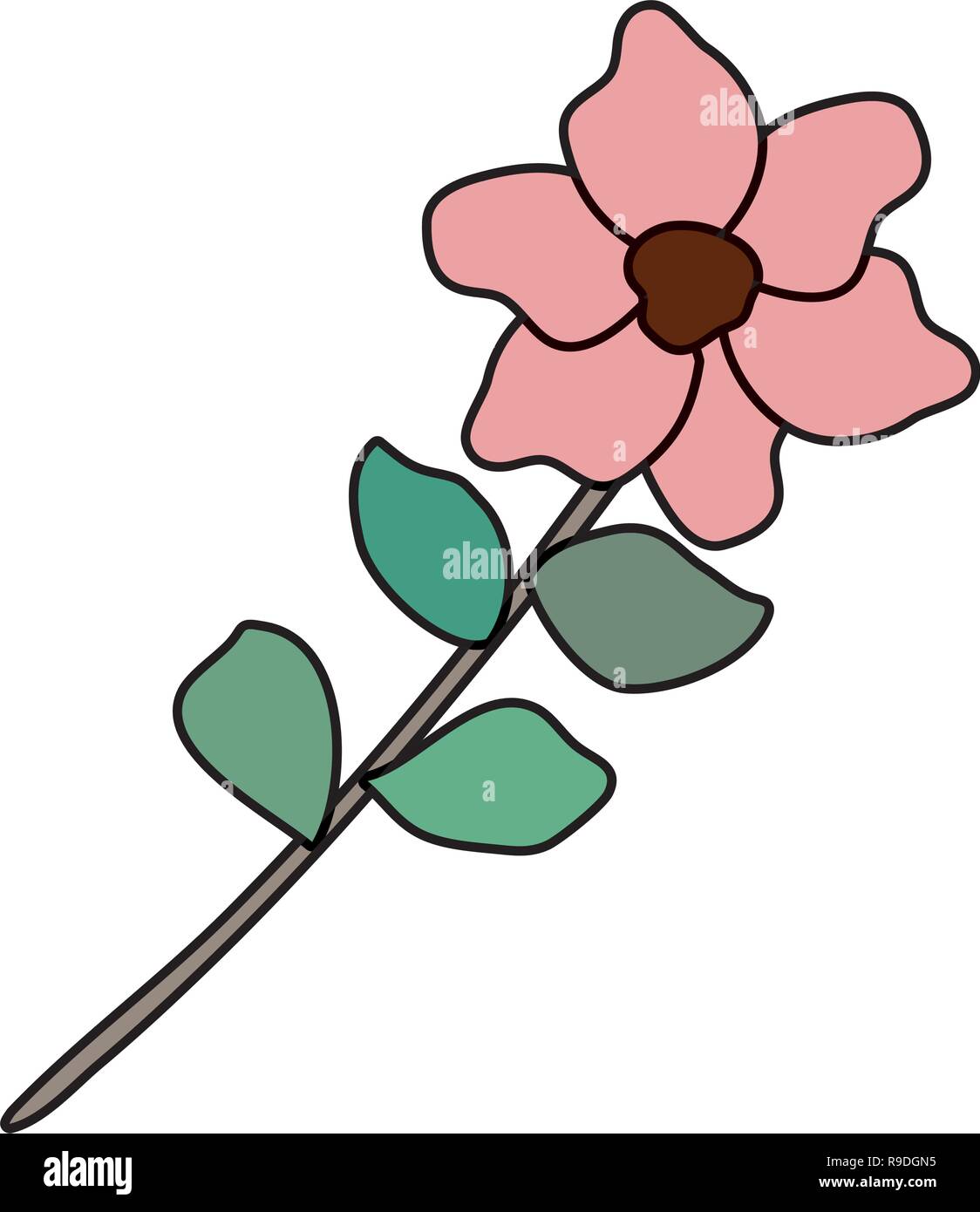 flower with leafs icon Stock Vector Image & Art - Alamy