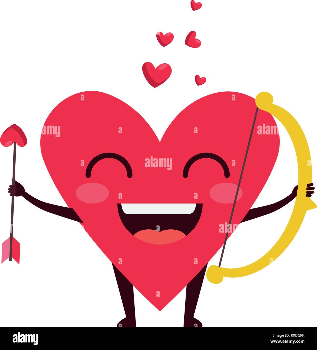 heart love with arch and arrow kawaii character Stock Vector Image ...