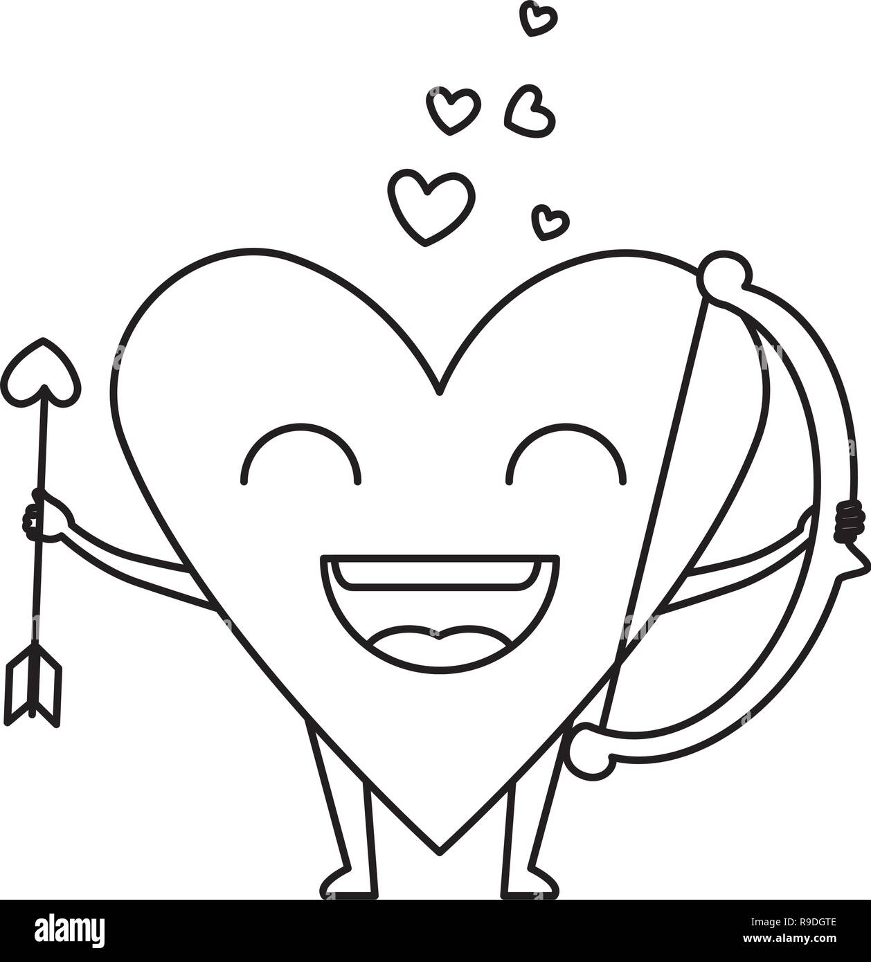 heart love with arch and arrow kawaii character Stock Vector Image ...