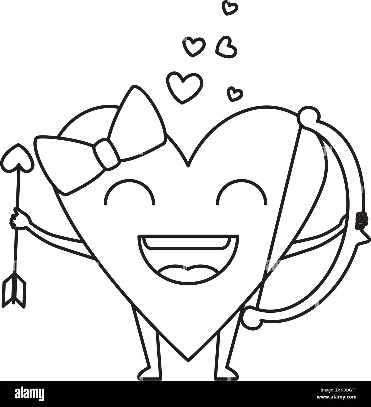 heart love female with arch and arrow kawaii character Stock Vector ...
