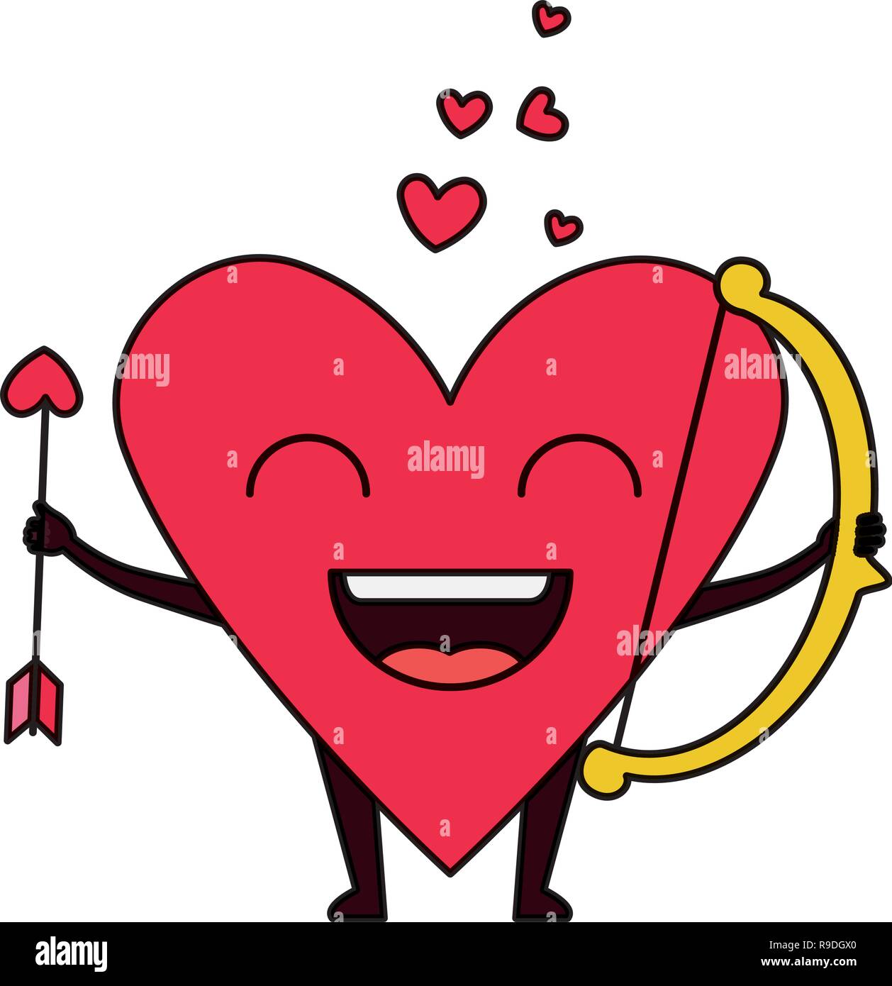 heart love with arch and arrow kawaii character Stock Vector Image ...