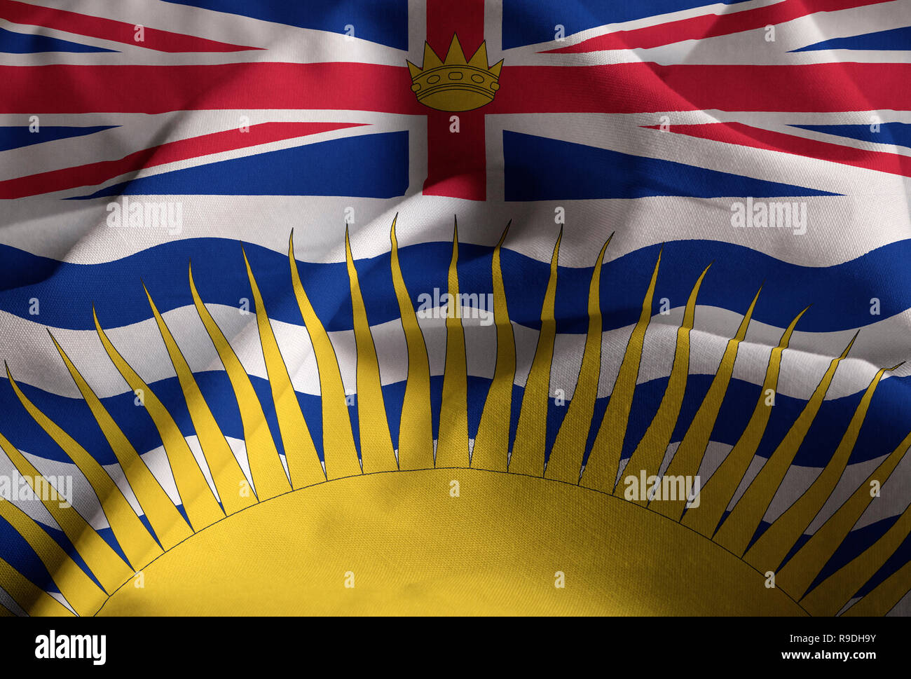 Closeup Of Ruffled British Columbia Flag British Columbia Flag Blowing In Wind Stock Photo Alamy