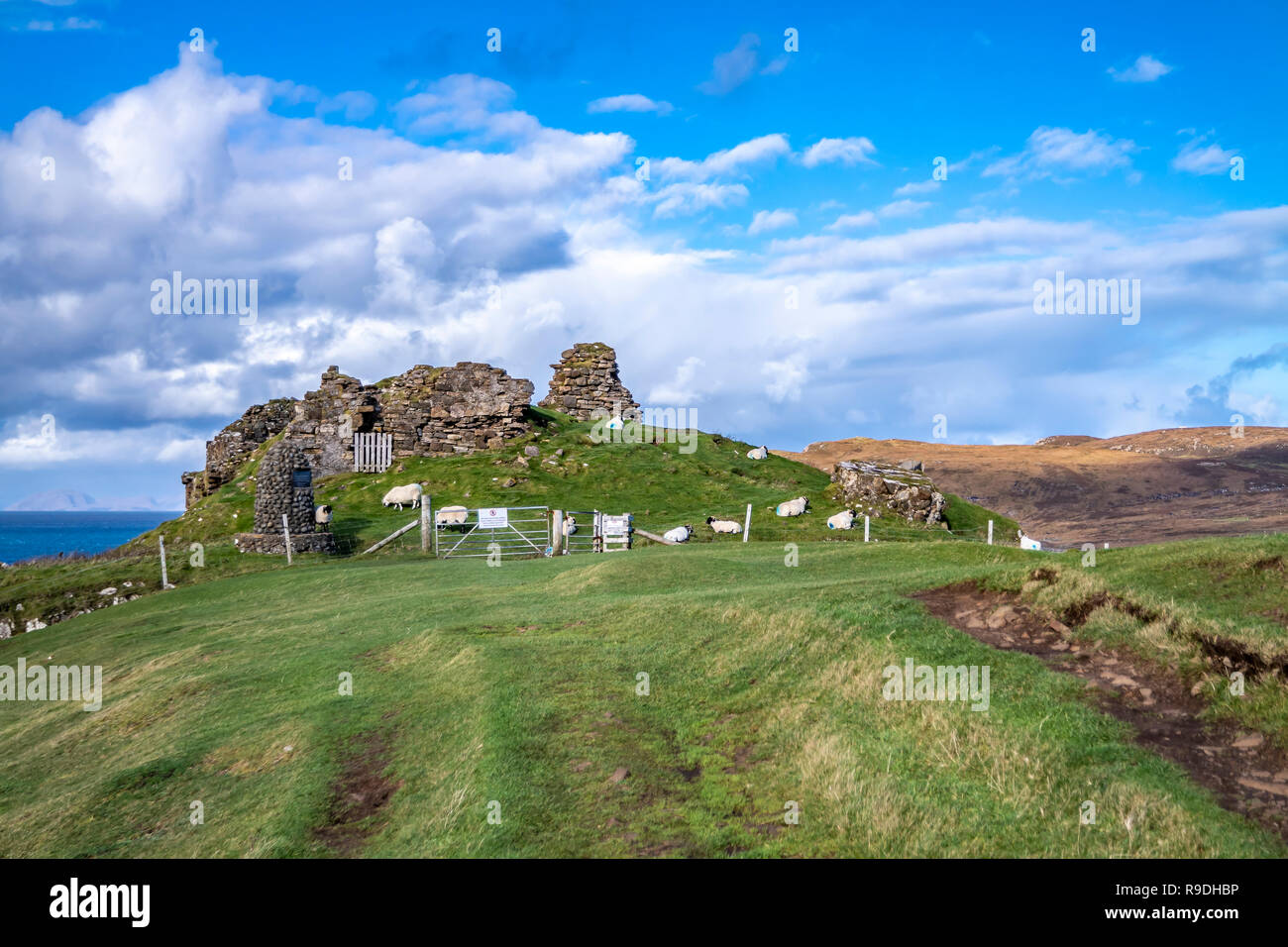 The ruins of Duntulm Castle, Isle of Skye - Scotland. Stock Photo