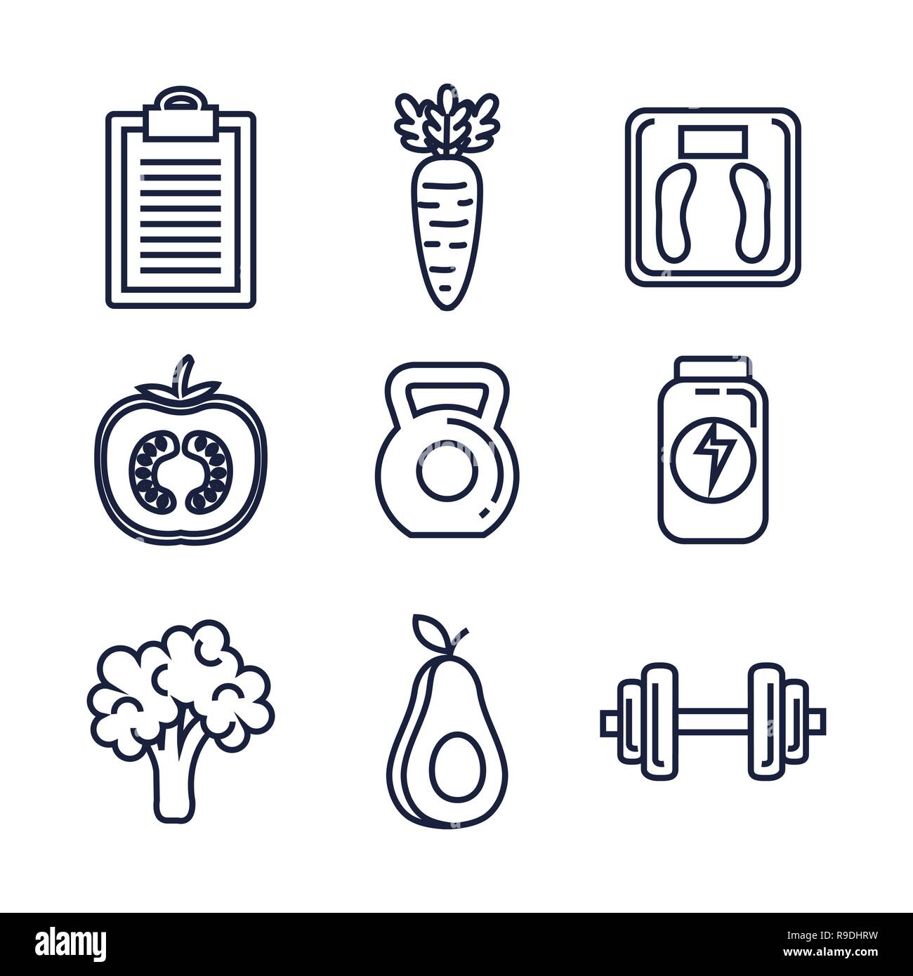 fitness lifestyle set icons Stock Vector Image & Art - Alamy